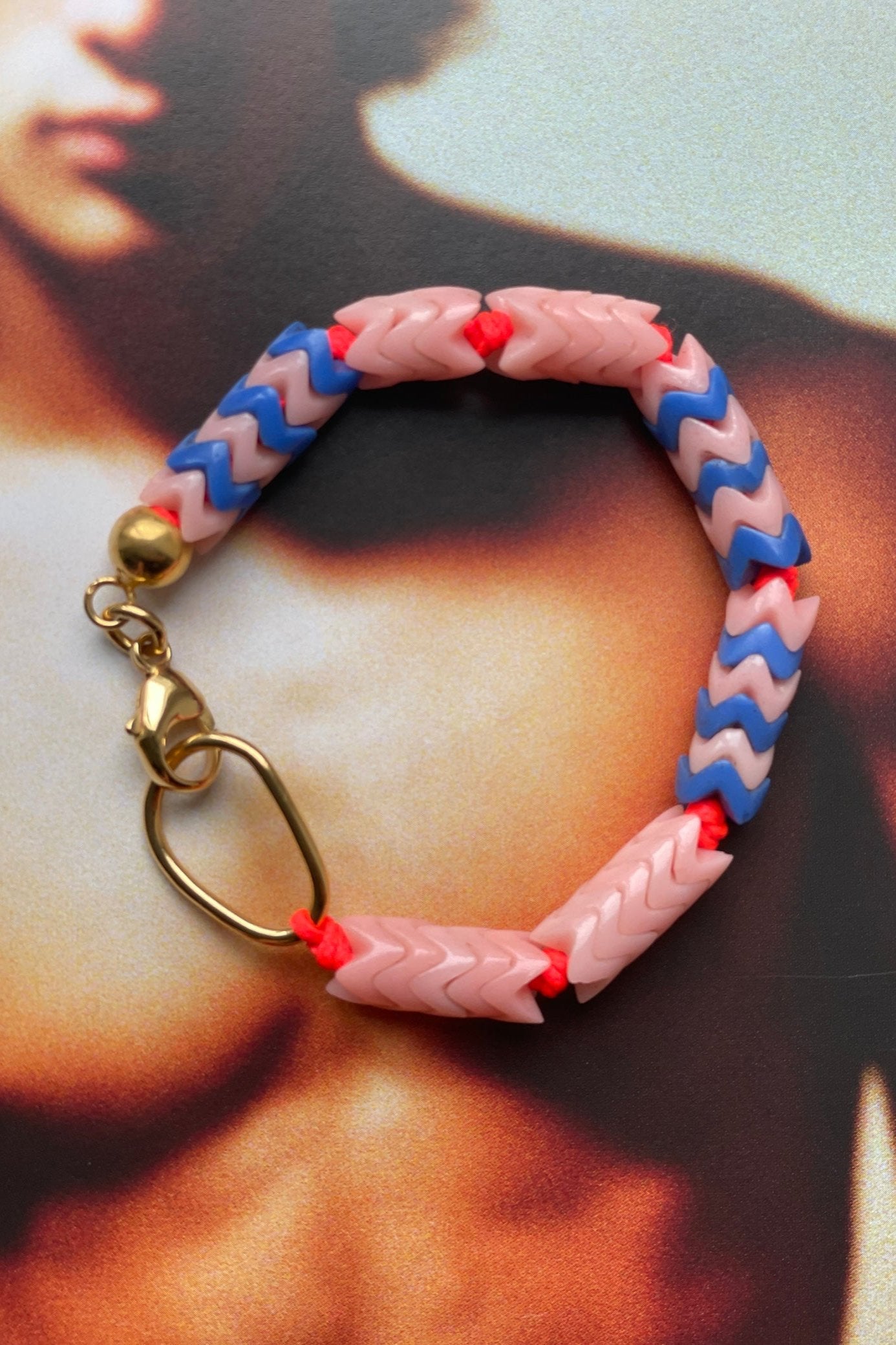 chaingang Armband rosa und blau