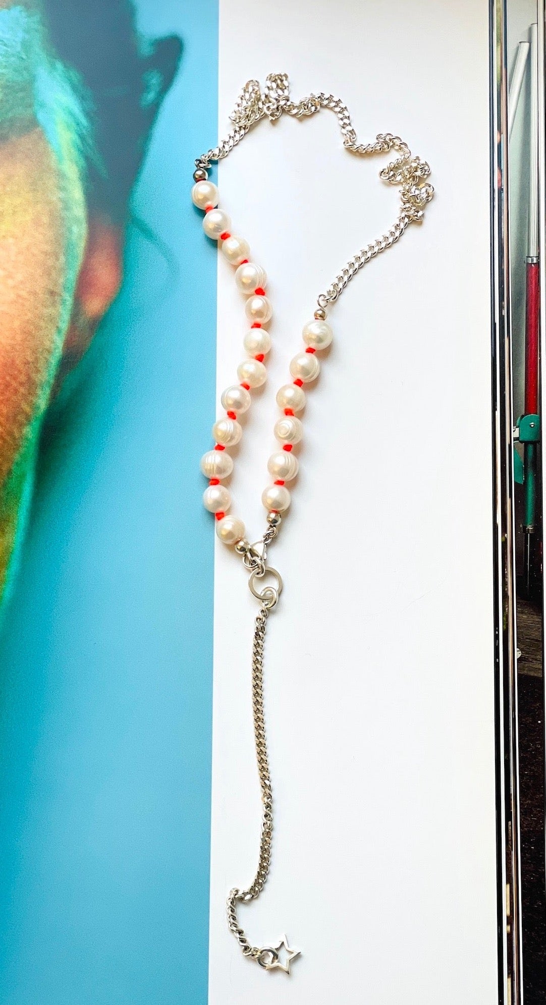 Chaingang Halskette neonpink Perlen